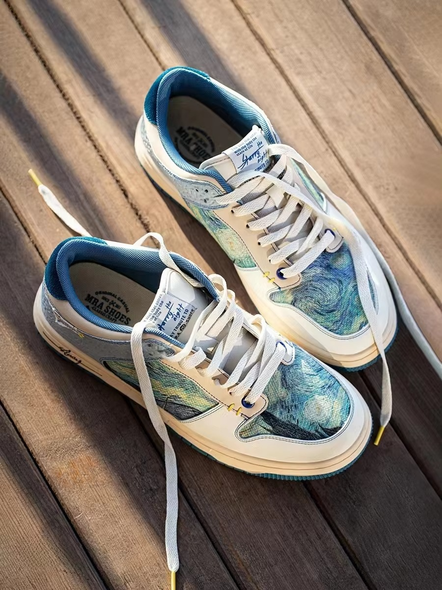 StarryWave™ Artistic Low-Top Sneaker – Hand-Painted Canvas Style