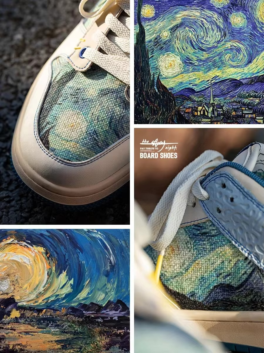 StarryWave™ Artistic Low-Top Sneaker – Hand-Painted Canvas Style