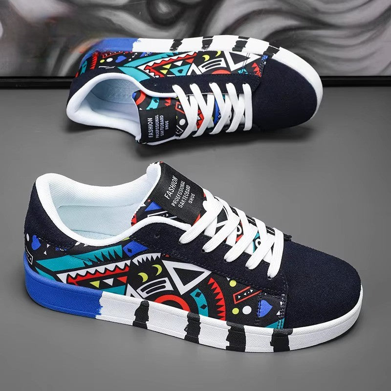 GeoVibe™ Canvas Graffiti Skate Sneaker – Retro Street Art Edition