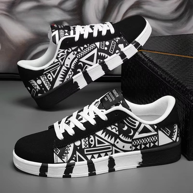 GeoVibe™ Canvas Graffiti Skate Sneaker – Retro Street Art Edition