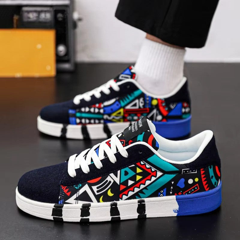 GeoVibe™ Canvas Graffiti Skate Sneaker – Retro Street Art Edition