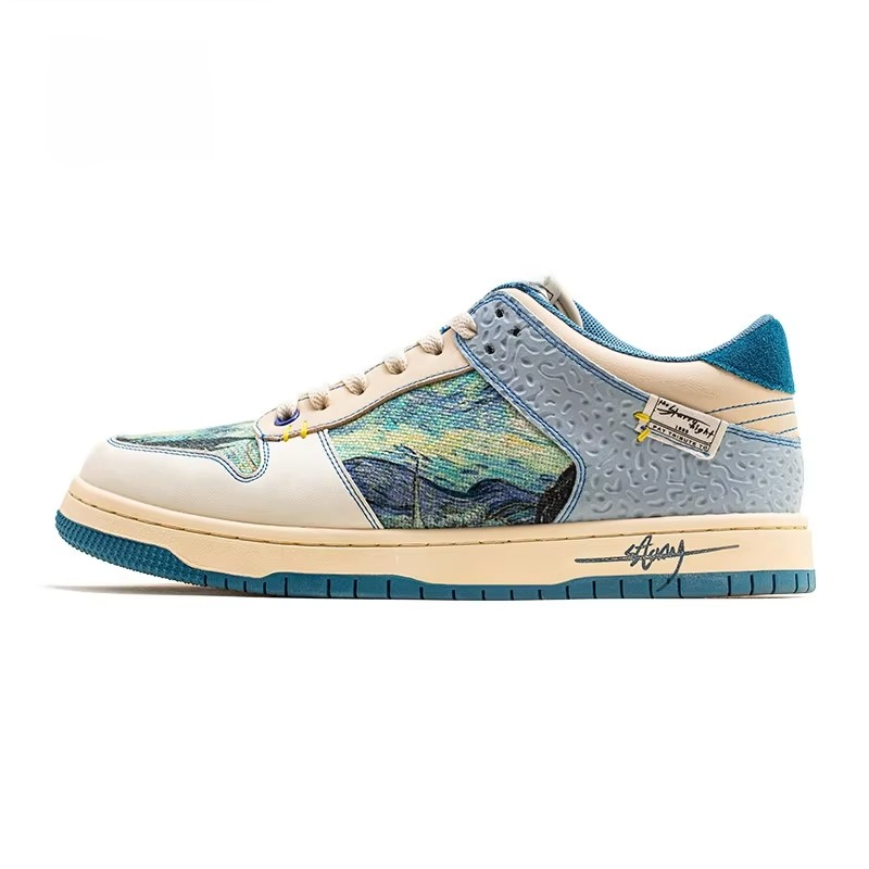 StarryWave™ Artistic Low-Top Sneaker – Hand-Painted Canvas Style