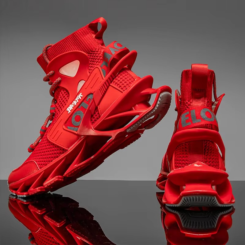 Voltech™ HyperFrame High-Cut Tech Sneakers – Futuristic Cushion Running Shoes for Men
