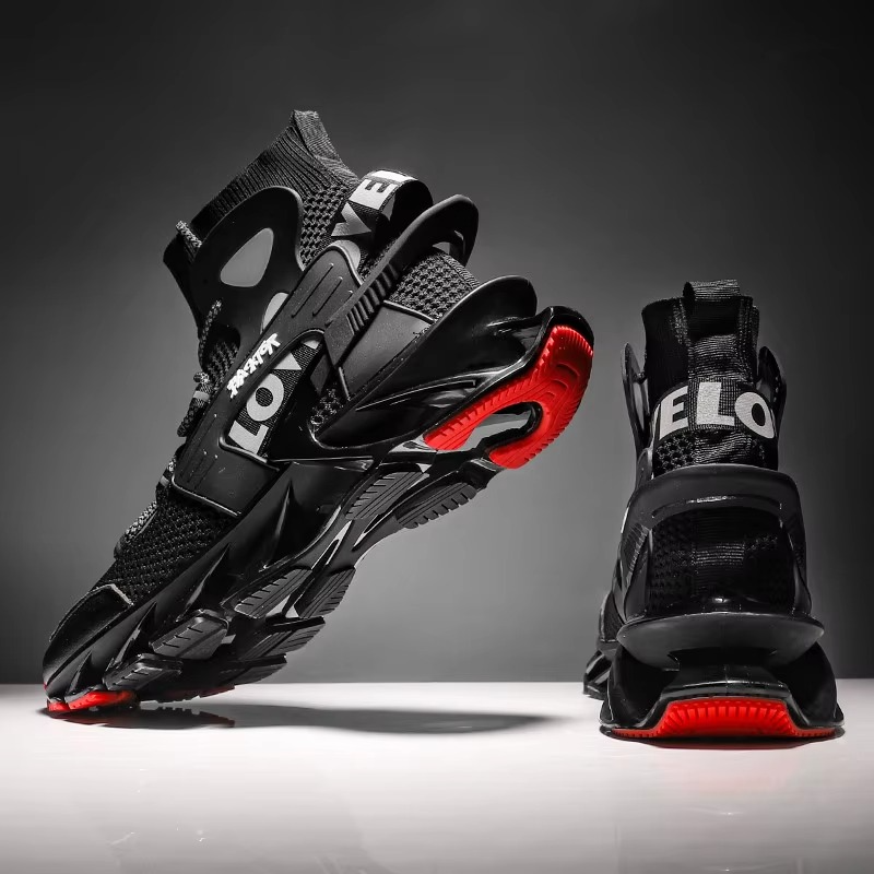 Voltech™ HyperFrame High-Cut Tech Sneakers – Futuristic Cushion Running Shoes for Men