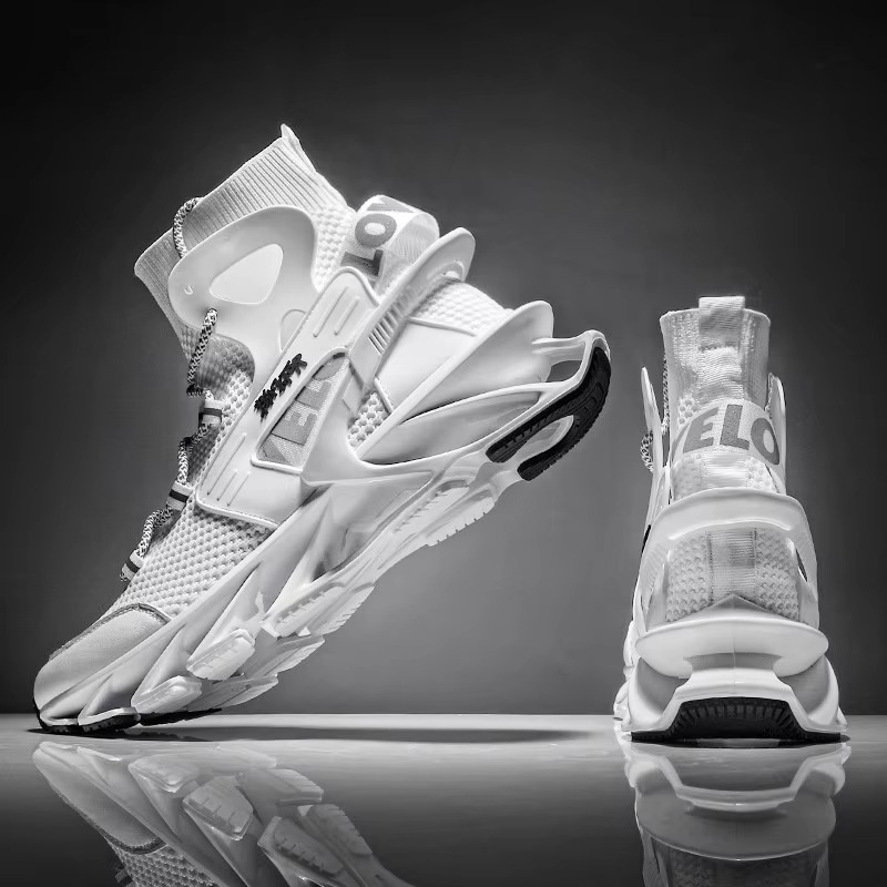 Voltech™ HyperFrame High-Cut Tech Sneakers – Futuristic Cushion Running Shoes for Men