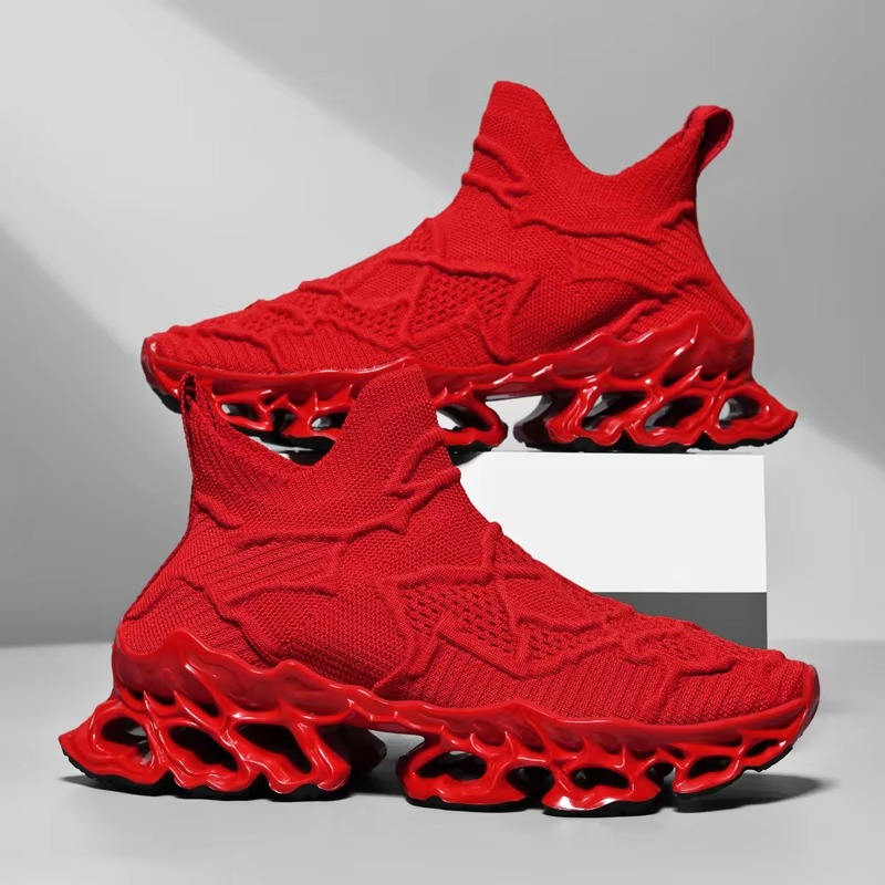 Voltech™ HyperFrame High-Cut Tech Sneakers – Futuristic Cushion Running Shoes for Men