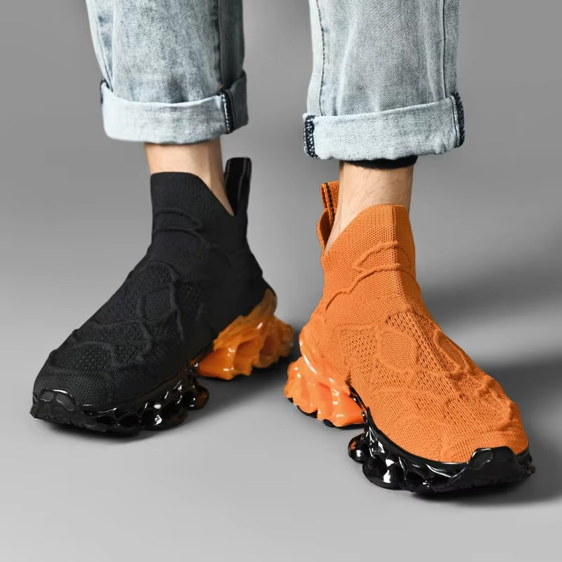 Voltech™ HyperFrame High-Cut Tech Sneakers – Futuristic Cushion Running Shoes for Men