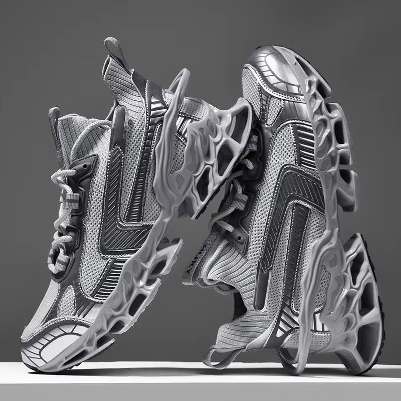 Voltech™ HyperFrame High-Cut Tech Sneakers – Futuristic Cushion Running Shoes for Men