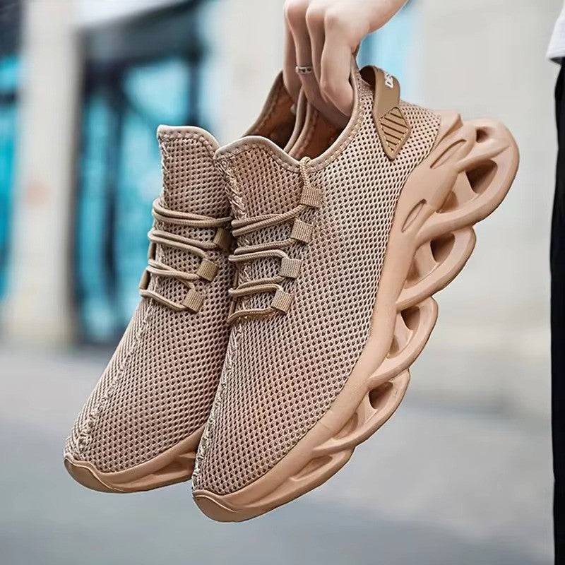 AeroBlade™ Black Tech-Mesh Running Sneakers – Hollow-Core Cushion Sole