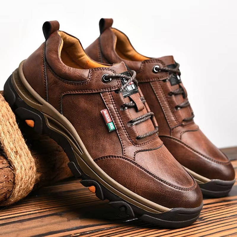 TrailCraft™ Leather Outdoor Walking Sneakers – Durable Grip Comfort Shoes