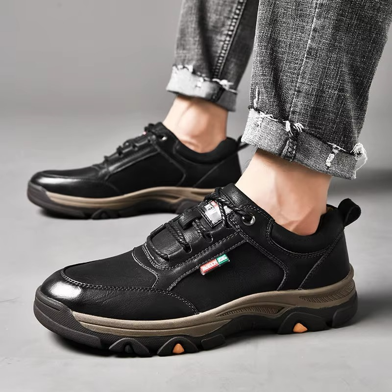 TrailCraft™ Leather Outdoor Walking Sneakers – Durable Grip Comfort Shoes