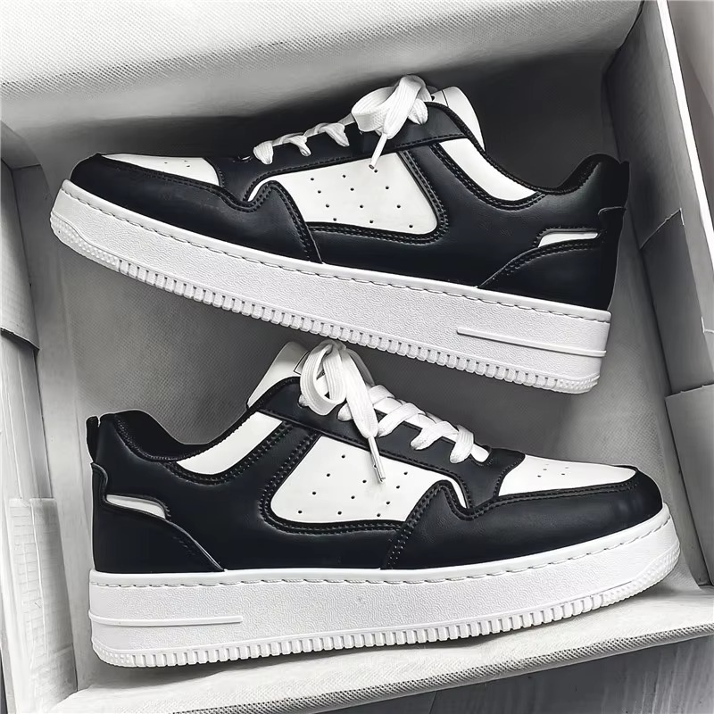 StreetAce™ Black & White Retro Court Sneakers – Lightweight Casual Campus Shoes
