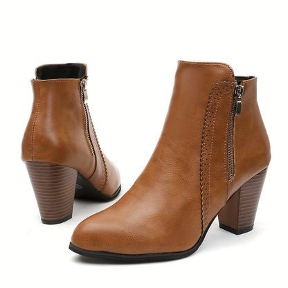 Lotte - Stylish Round-Toe Ankle Boots with a Trendy Chunky Heel