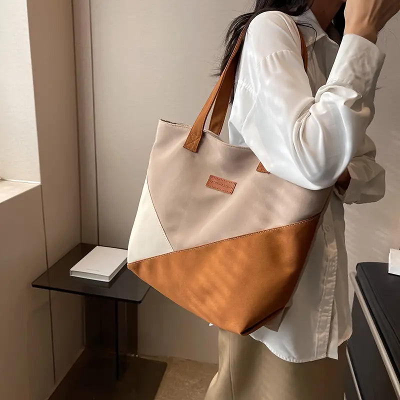 Chic Vintage Colourblock Tote Bag - A Stylish Statement Piece!