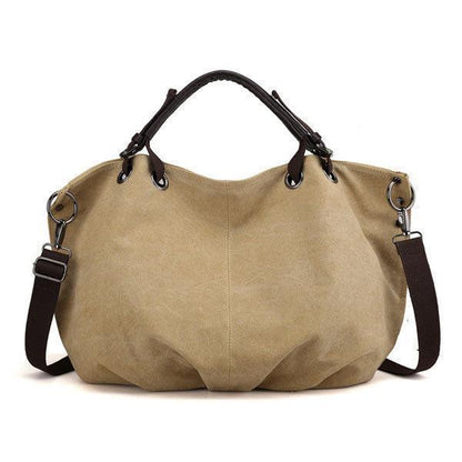 Chic Retro Canvas Large Handbag: Versatile Crossbody Style