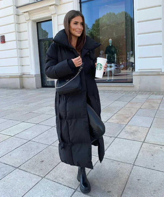Maleah | Stylish Long Spring Coat with Chic Belt