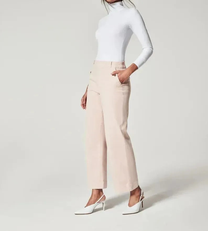 FlexForm® – Stretch Twill Cropped Pants | Wide Leg Comfort with Effortless Style