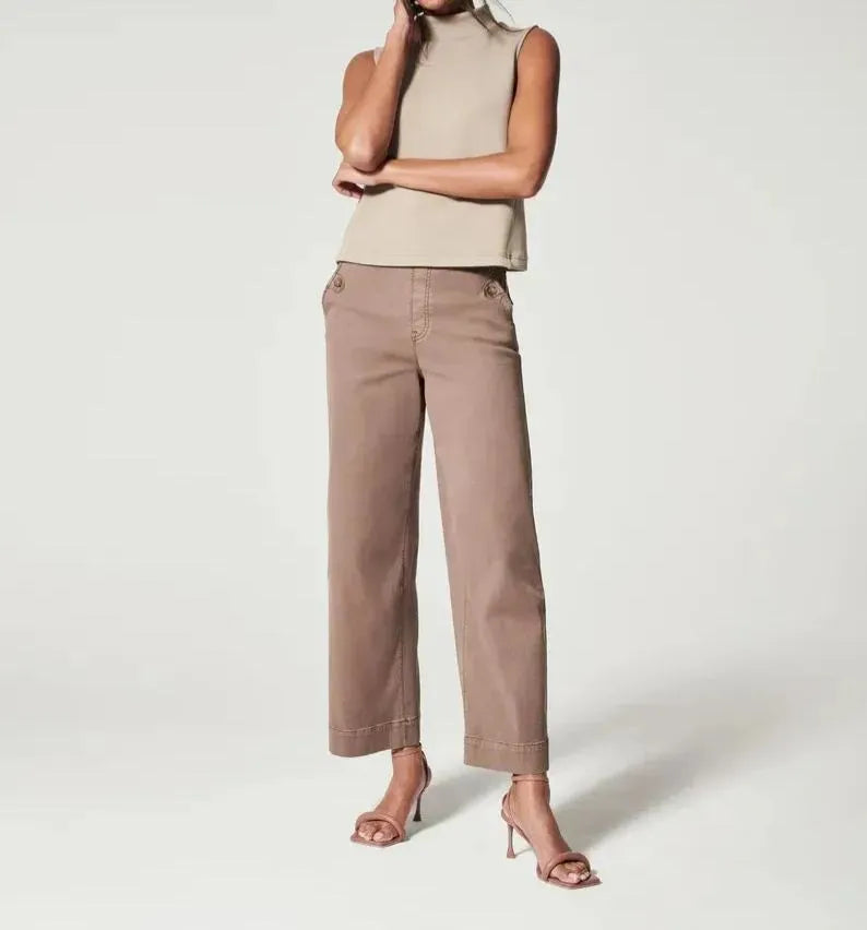 FlexForm® – Stretch Twill Cropped Pants | Wide Leg Comfort with Effortless Style
