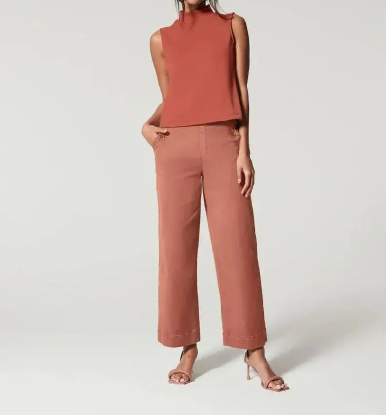 FlexForm® – Stretch Twill Cropped Pants | Wide Leg Comfort with Effortless Style