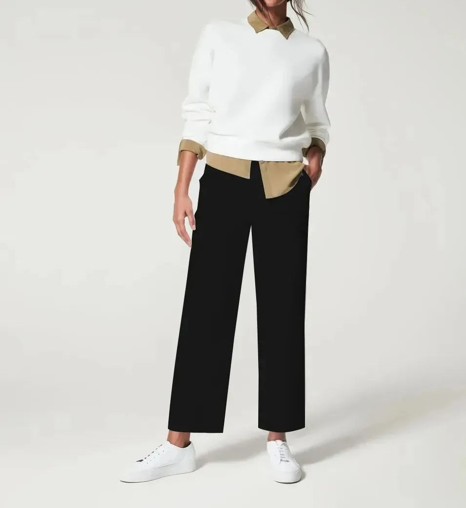 FlexForm® – Stretch Twill Cropped Pants | Wide Leg Comfort with Effortless Style