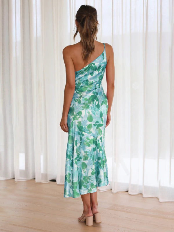 Enni - Stunning Asymmetrical Floral Midi Dress with Elegant Fishtail Hem