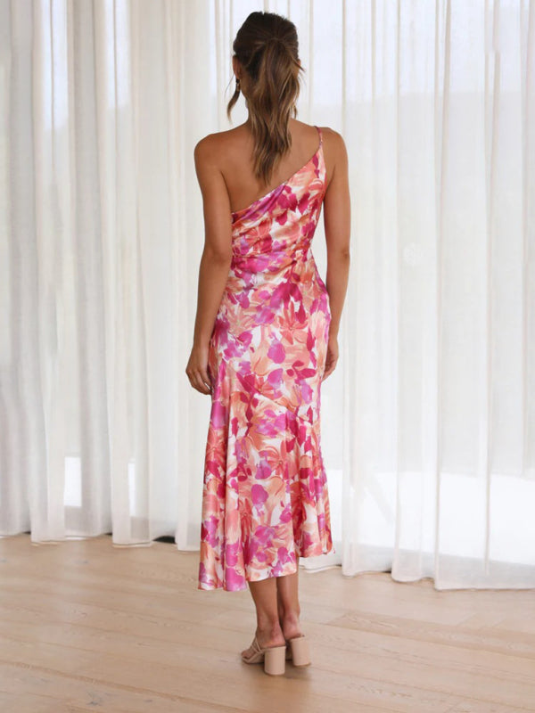 Enni - Stunning Asymmetrical Floral Midi Dress with Elegant Fishtail Hem