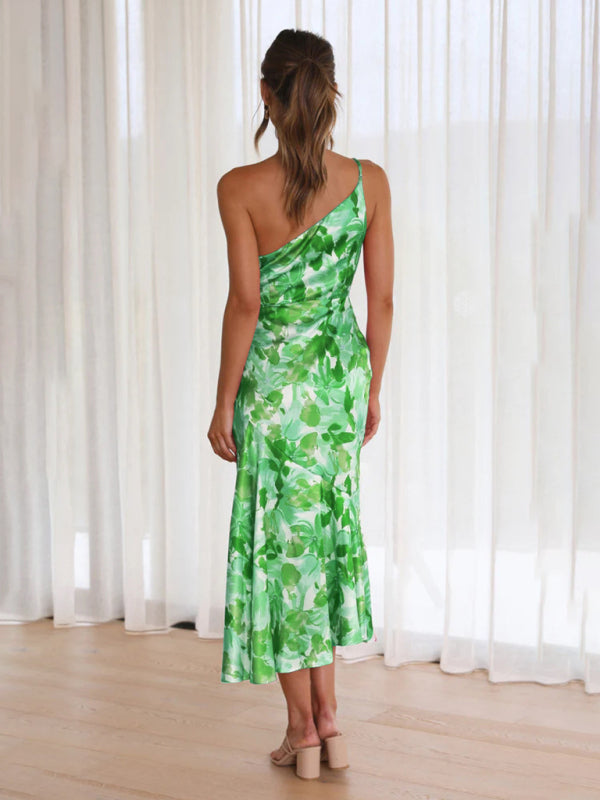 Enni - Stunning Asymmetrical Floral Midi Dress with Elegant Fishtail Hem
