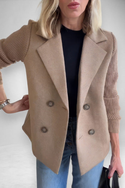 Evelyn | Chic Patchwork Sleeve Coat for a Stylish Look
