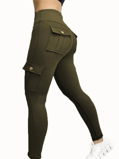 Butt-Lifting High-Waisted Cargo Leggings – Tummy Control & Flap Pockets
