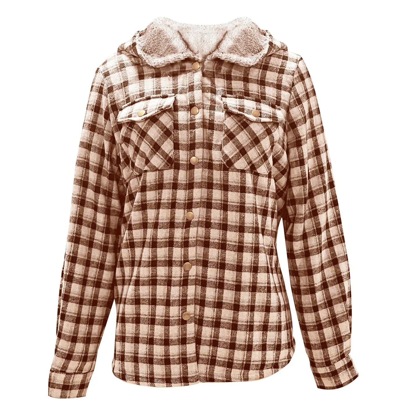 Classic Plaid Wool Hooded Jacket | Warm Buckle-Front Winter Coat