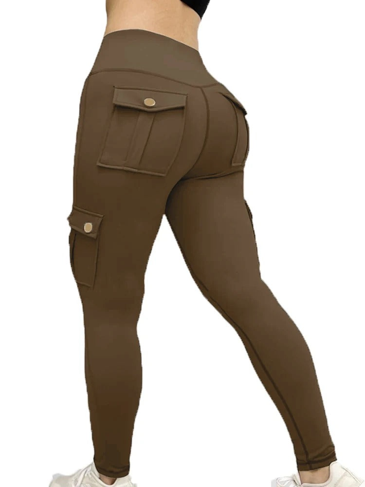 Butt-Lifting High-Waisted Cargo Leggings – Tummy Control & Flap Pockets