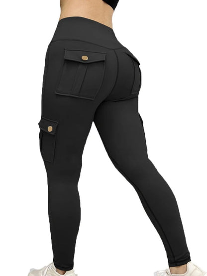 Butt-Lifting High-Waisted Cargo Leggings – Tummy Control & Flap Pockets