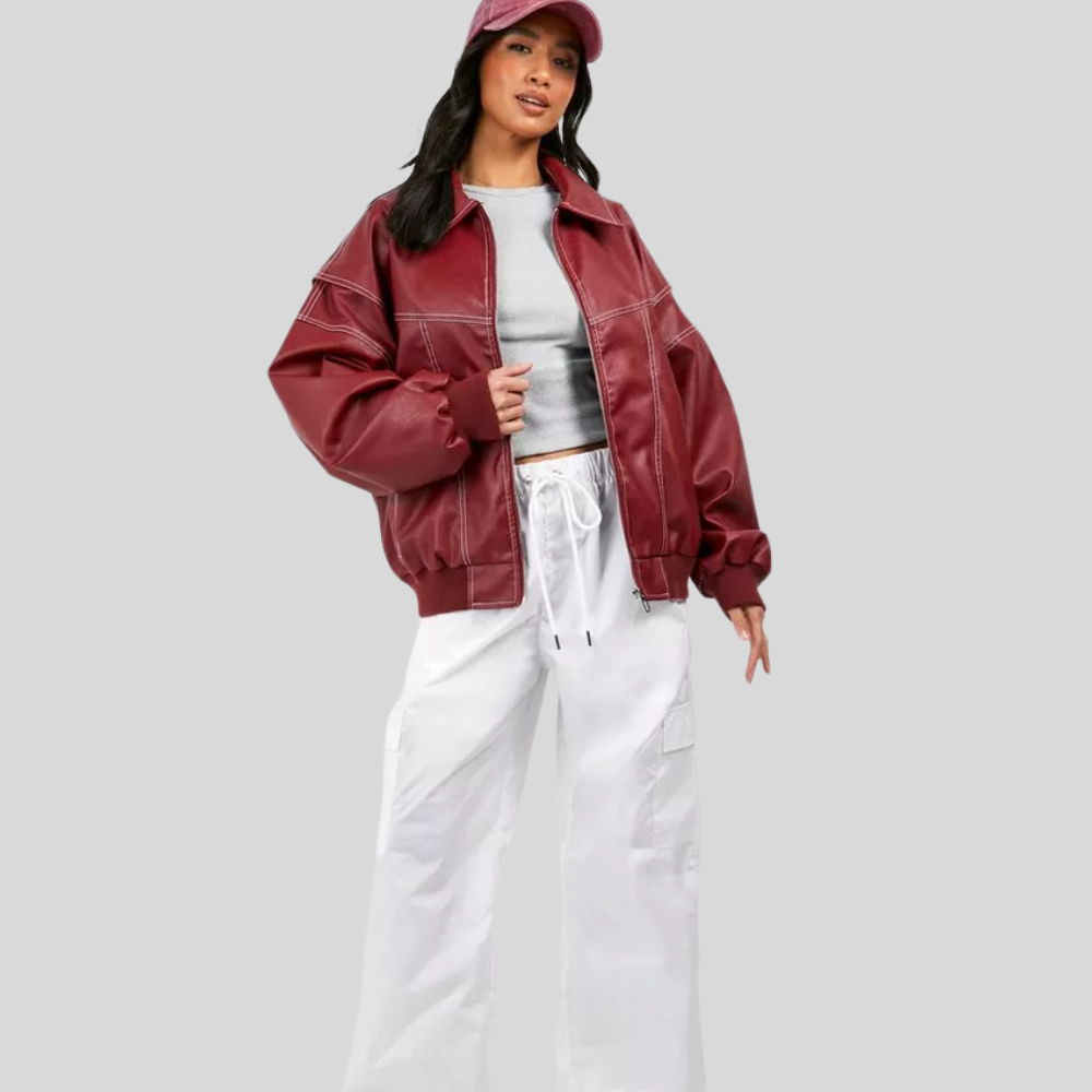 Sorella - Chic Oversized Leather Jacket for Women