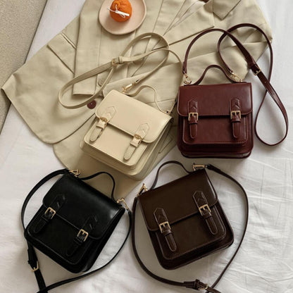 Chic Retro Double Buckle Bag with Luxurious Touch