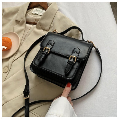 Chic Retro Double Buckle Bag with Luxurious Touch