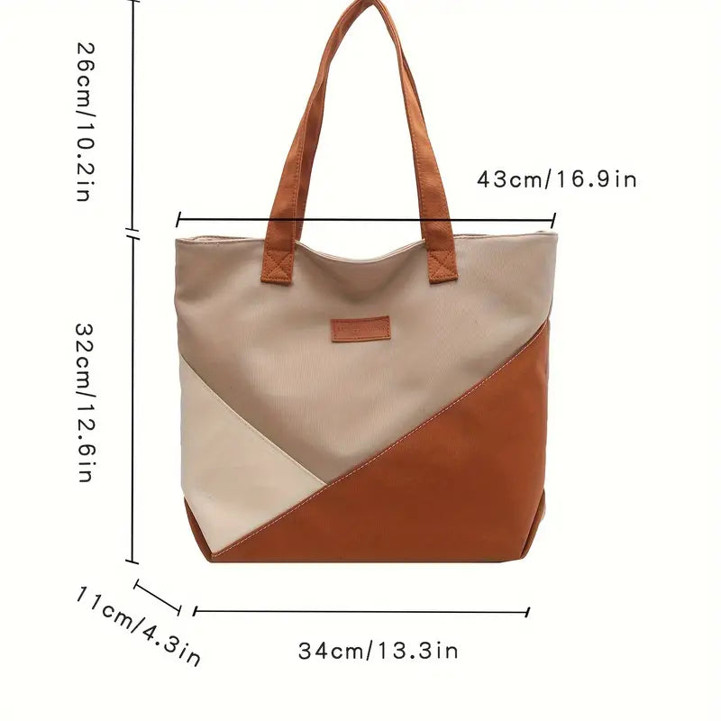 Chic Vintage Colourblock Tote Bag - A Stylish Statement Piece!
