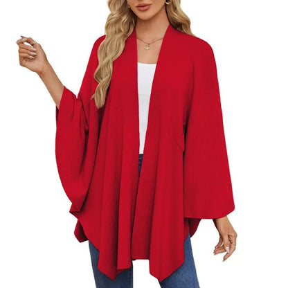 Elegant Soft Knit Shawl Wrap | Cozy Open-Front Poncho Sweater