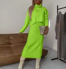 ChicLayer™ - Midi Dress & Turtleneck Sweater 2-Piece Set