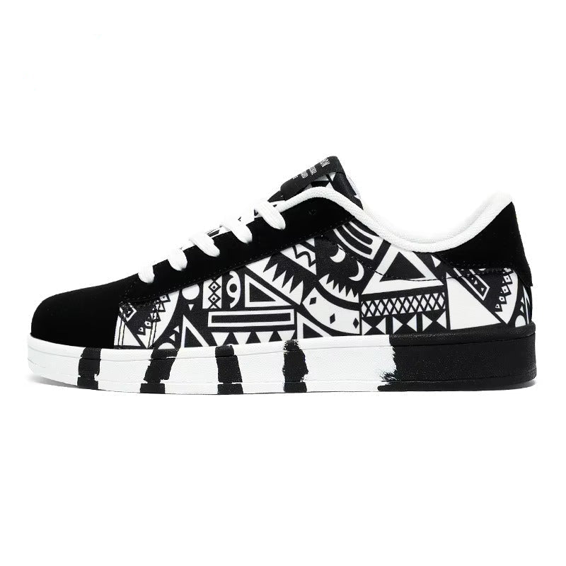 VYRO™ GeoCanvas Retro Art Skate Sneakers | Colorful Geometric Canvas Shoes