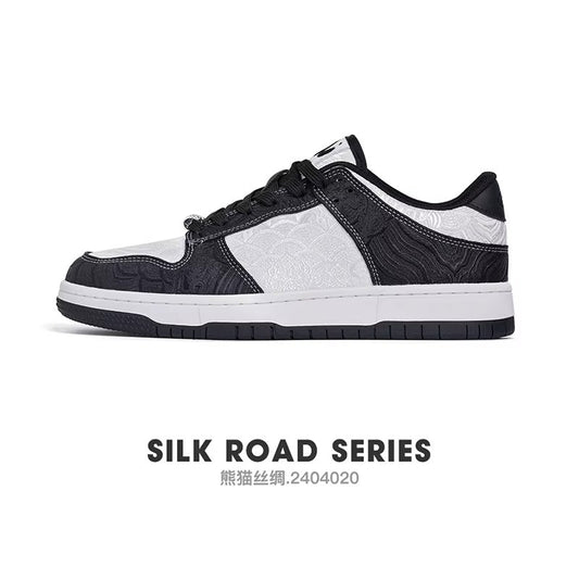 AEROVA™ Brocade Panel Low-Top Sneaker – Retro Court Style | Black & White