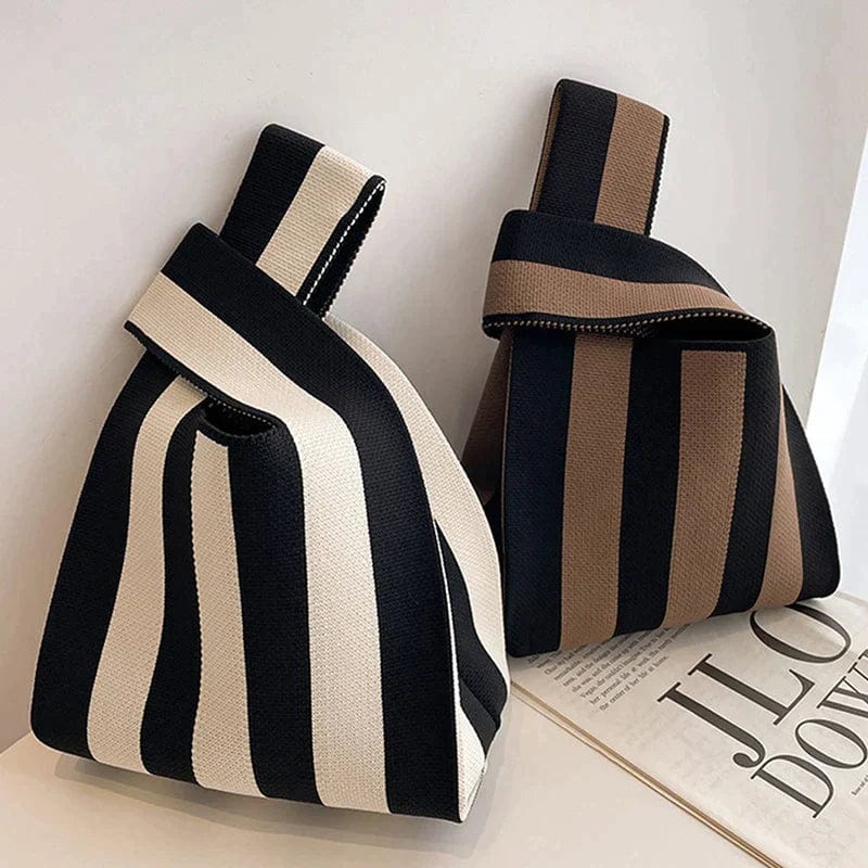 Chic Striped Canvas Tote Bag