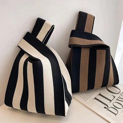 Chic Striped Canvas Tote Bag