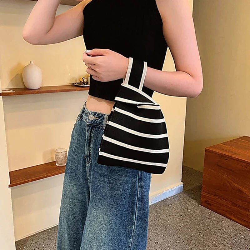 Chic Striped Canvas Tote Bag